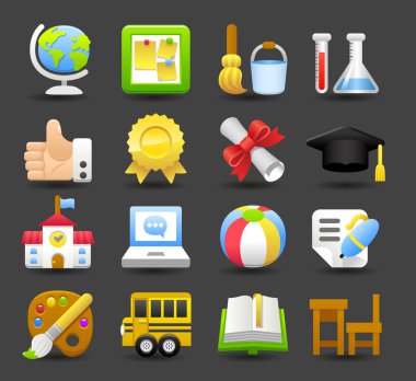 okul, eğitim Icon set