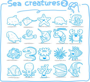 Deniz Yaratıkları simgesi seti