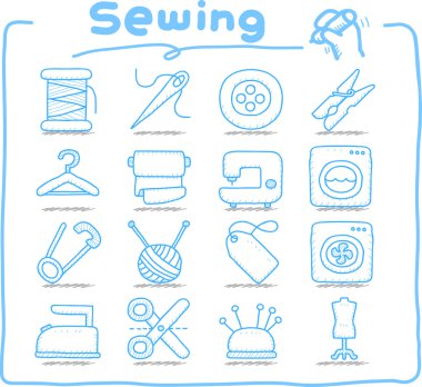 elle çizilmiş dikiş Icon set