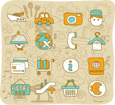 seyahat simgesi seti
