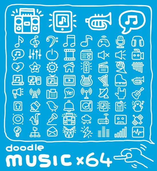 Set di icone musicali Doodle — Vettoriale Stock