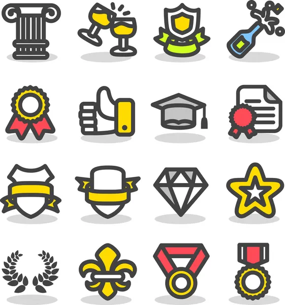 Conjunto de iconos de premios y premios — Vector de stock