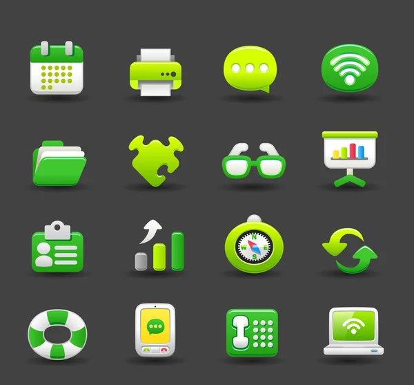 Entreprise, éco, bureau, travail, internet icon set — Image vectorielle