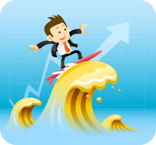 Businessman surfing — Stock Vector