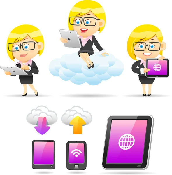 Businesswoman ,Tablet PC — Stock Vector