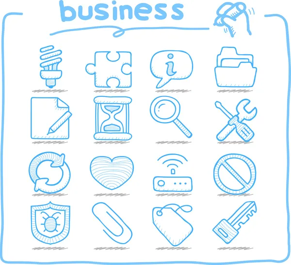 Handdrawn internet, business icon set — стоковый вектор