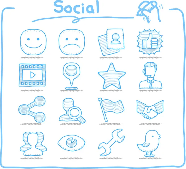 Społeczne, sieci zestaw ikon — Wektor stockowy