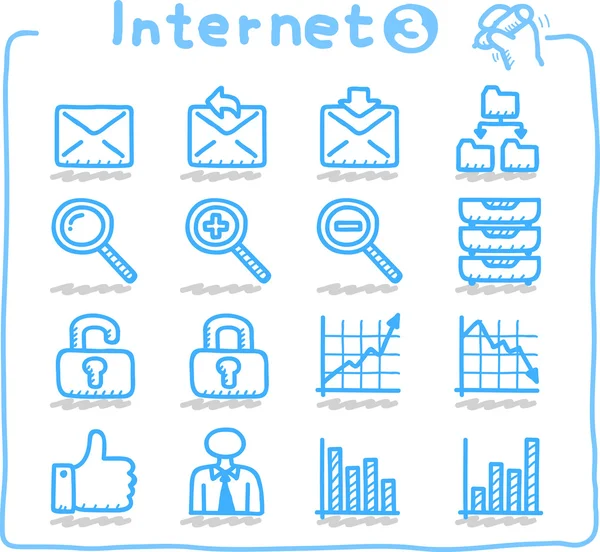 Internet, negocio, conjunto de iconos de comunicación — Archivo Imágenes Vectoriales