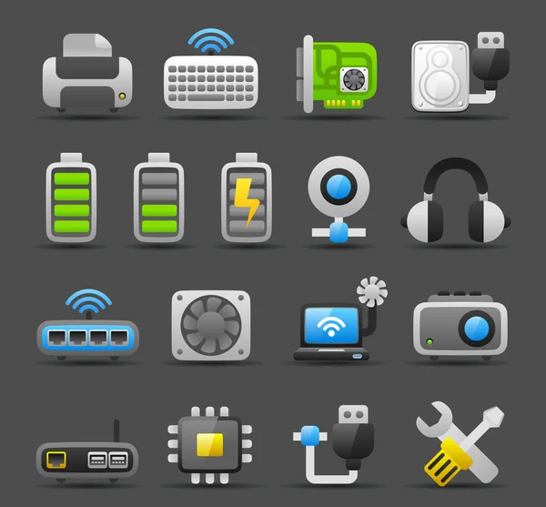 Gadgets de computador conjunto de ícones — Vetor de Stock