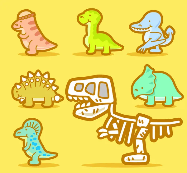 Linda colección de dinosaurios — Vector de stock