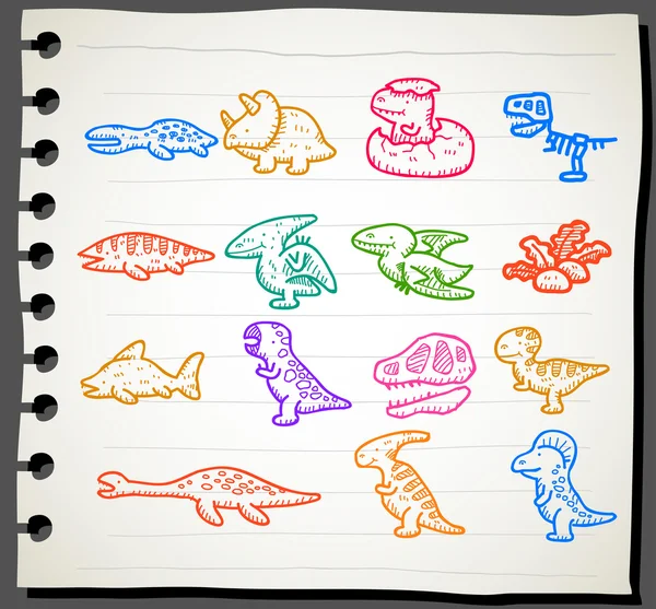 Ensemble d'icônes dinosaures — Image vectorielle