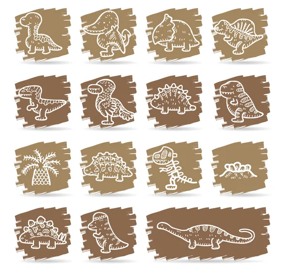 Conjunto de iconos de dinosaurio — Vector de stock