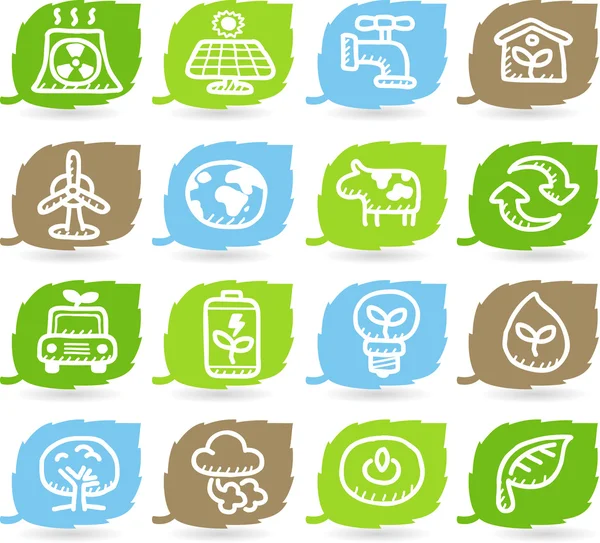 Набор значков зеленой окружающей среды — стоковый вектор