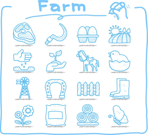 Hand drawn Farm icon set — Stock Vector