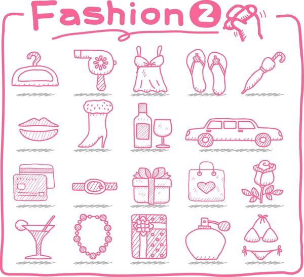 Hand drawn Beauty and fashion icons collection — Stock Vector