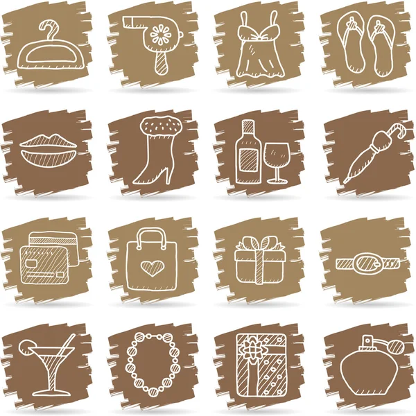 Fashion, Beauty, women accessory icon set — стоковый вектор