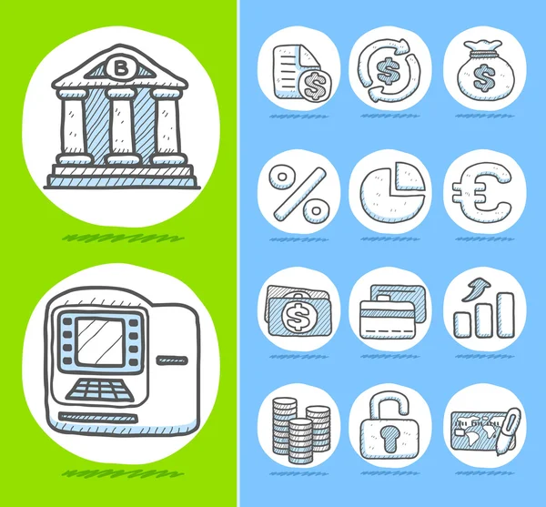 Unternehmen, Banken, Finanzen Icon Set — Stockvektor