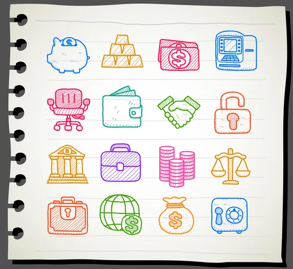 Finance, banque, entreprise, bureau, int ernet icon set — Image vectorielle