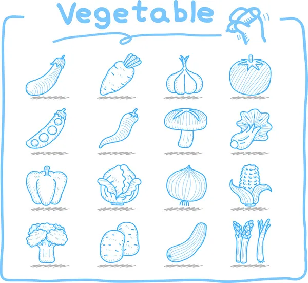 Conjunto de ícones vegetais desenhados à mão — Vetor de Stock