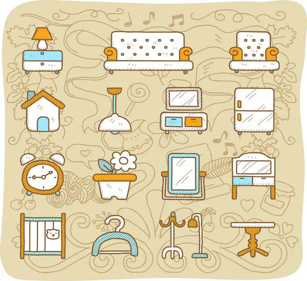 Cartoon furniture stickers — Stock Vector © mocoo2003 10350931