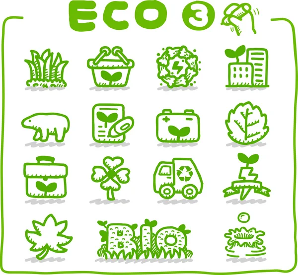 Eco Icono dibujado a mano — Vector de stock