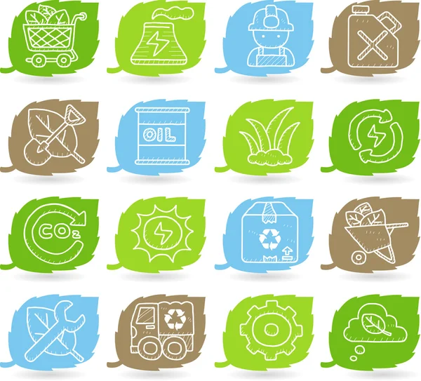 Sistema de iconos de medio ambiente verde — Vector de stock