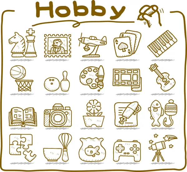 Ícones Hobby, Lazer e Férias — Vetor de Stock
