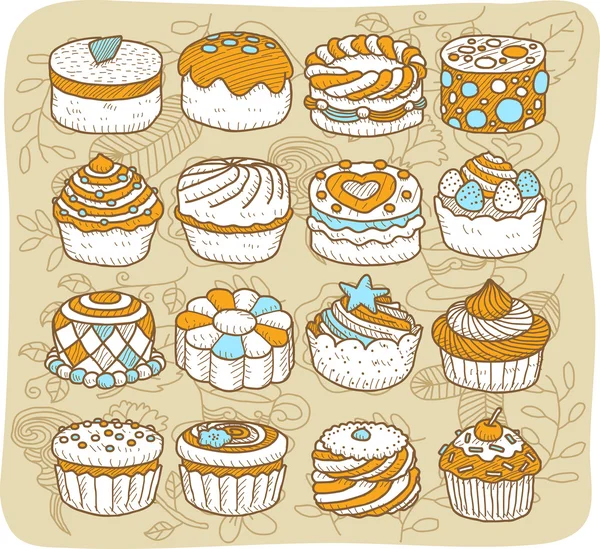 Cake ,snack ,tea time icon set. — Stock Vector