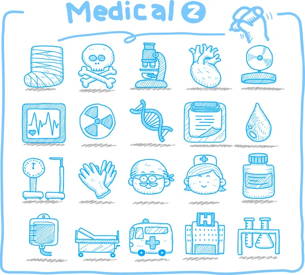 Icônes médicales dessinées à la main — Image vectorielle