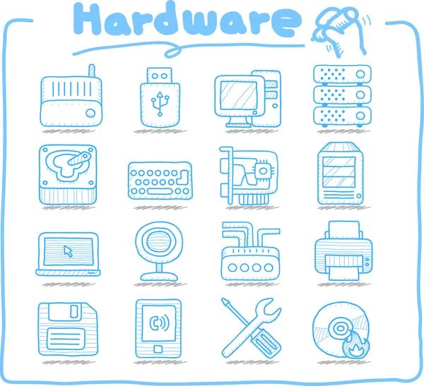 Hardware, Negocio, Conjunto de iconos de Internet — Archivo Imágenes Vectoriales