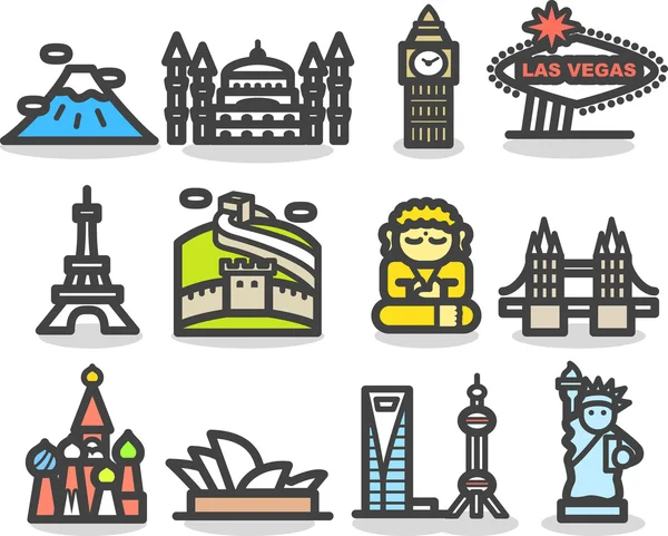 Travel, landmarks icon set — стоковый вектор