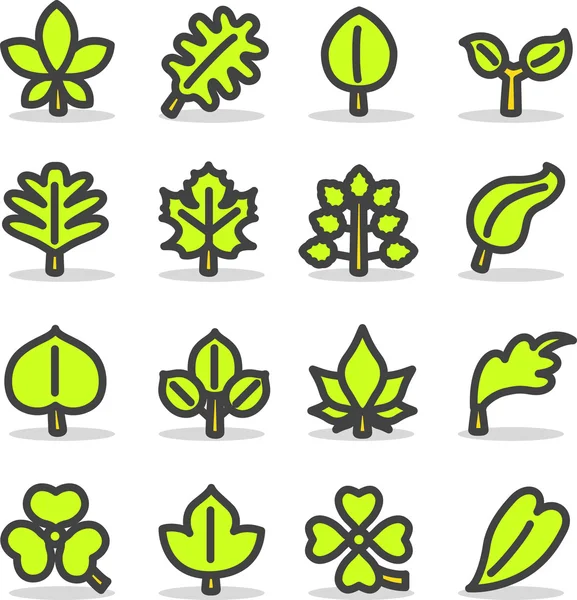 Ensemble d'icônes plantes, feuilles, arbres . — Image vectorielle