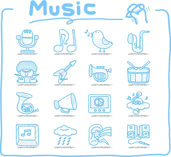 Ručně kreslenou hudební sada ikon — Stockový vektor