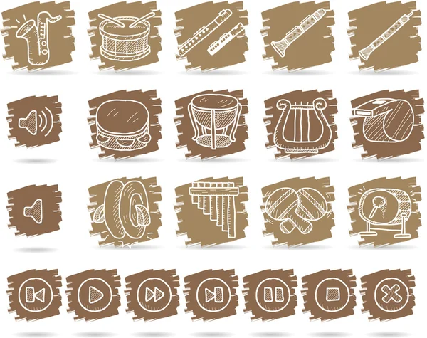 Conjunto de ícones de instrumentos musicais — Vetor de Stock