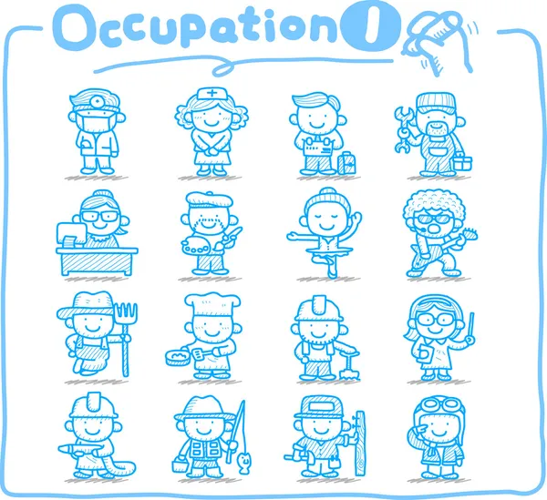 Profession, entreprise, emploi, travailleur, ensemble d'icônes de personnes — Image vectorielle
