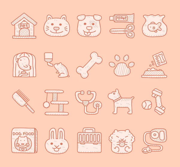 Set di icone per animali domestici e oggetti — Vettoriale Stock