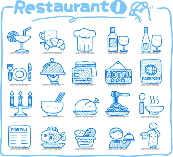 Restaurante icono conjunto — Vector de stock