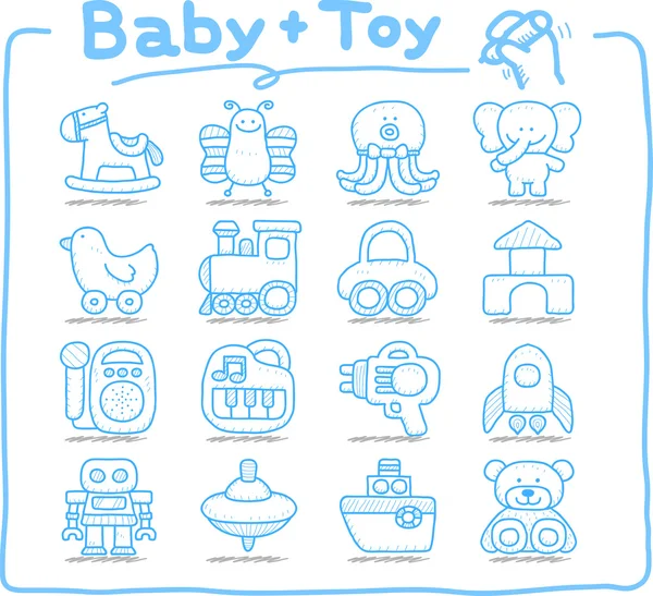 Juguete, conjunto de iconos de bebé — Archivo Imágenes Vectoriales