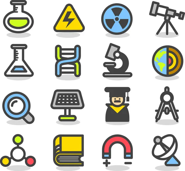 Wetenschap icoon set Rechtenvrije Stockvectors