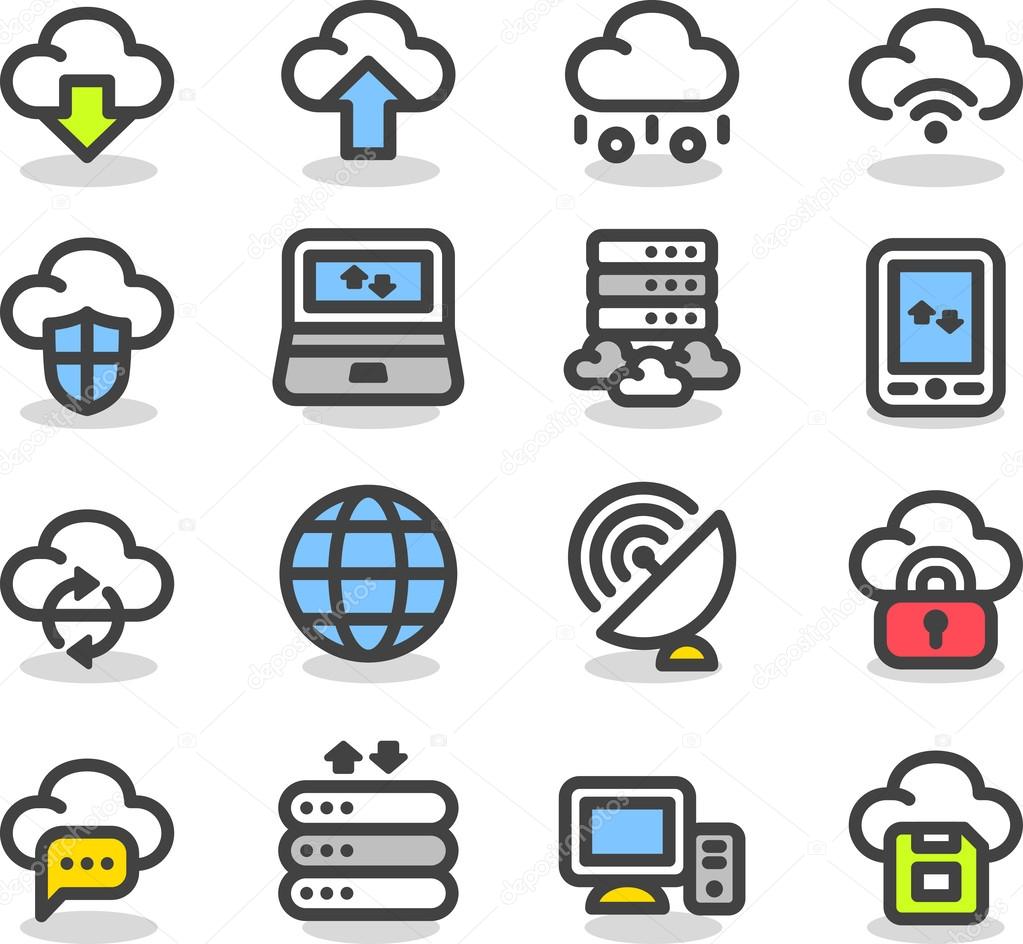 Cloud computing icon set