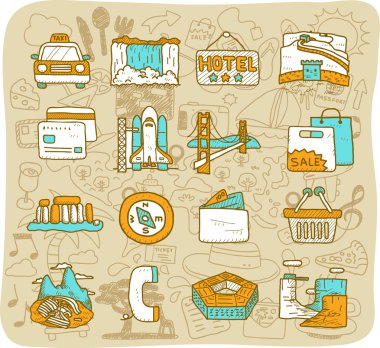 seyahat, yerler Icon set