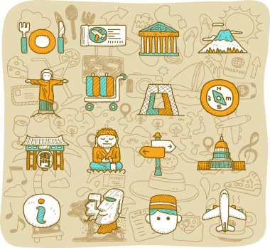 seyahat, yerler Icon set