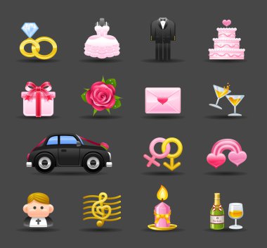 evlilik, sevgi, Sevgiliye Icon set