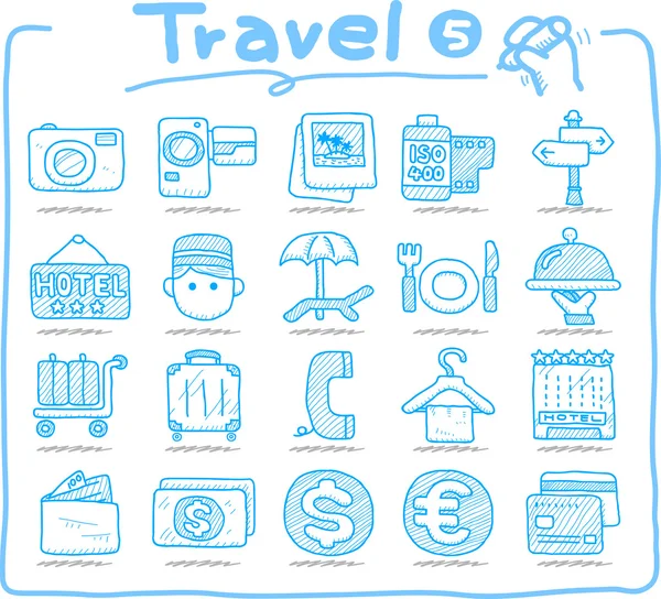 Hand drawn travel icon, vacation, trip — Stock Vector