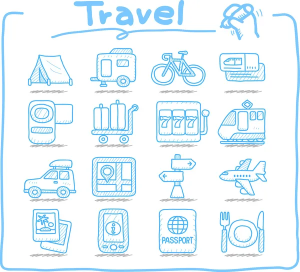 Vacaciones, Conjunto de iconos de viaje — Vector de stock