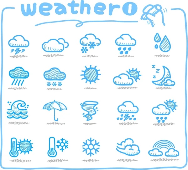 Hand drawn weather icons — Stock Vector