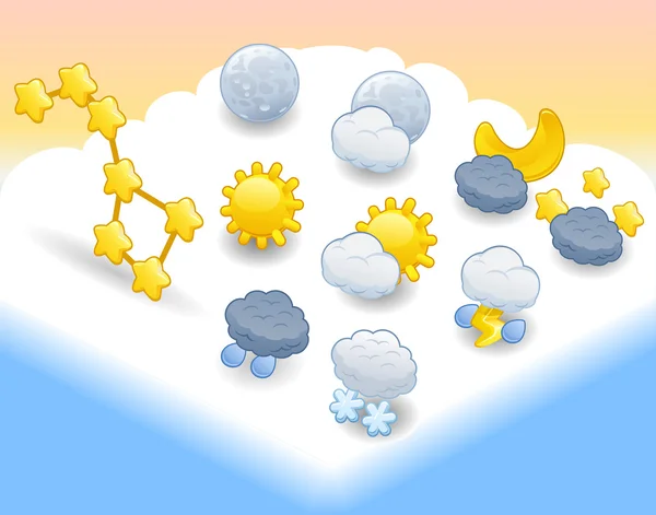 Mignon jeu d'icônes météo — Image vectorielle