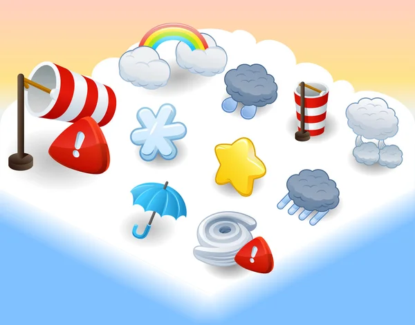 Cute weather icon set — Stock Vector