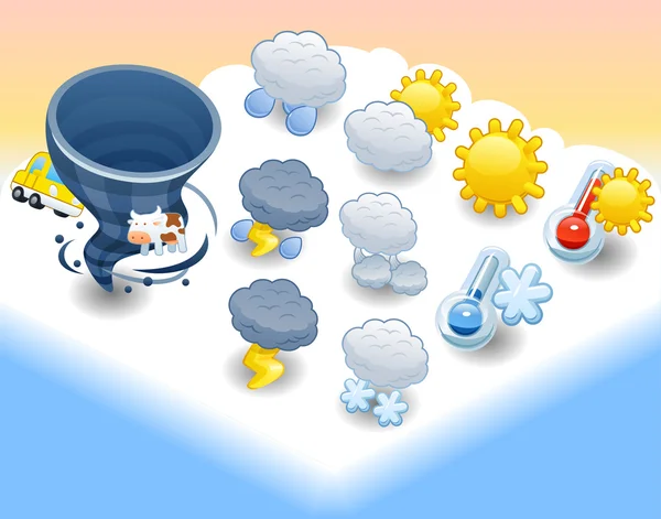 Cute weather icon set — Stock Vector