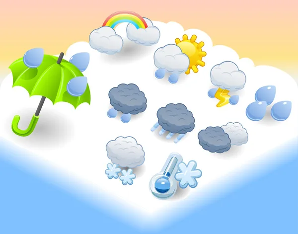 Cute weather icon set — Stock Vector